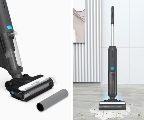 MAMIBOT FLOMO LITE sesalnik in pomivalec, 2v1, suho+mokro čiščenje, brezžični, 11.000Pa, 2600mAh baterija, 500ml rezervoar, funkcija samočiščenja, LED zaslon, za vse površine, črno-bel (Carbon White)