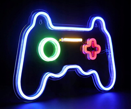 FOREVER Gamepad NEON LED luč, dekorativna, prilagodljiva svetlost, napajanje na USB, stikalo za vklop / izklop, modra, rdeča, zelena, rumena