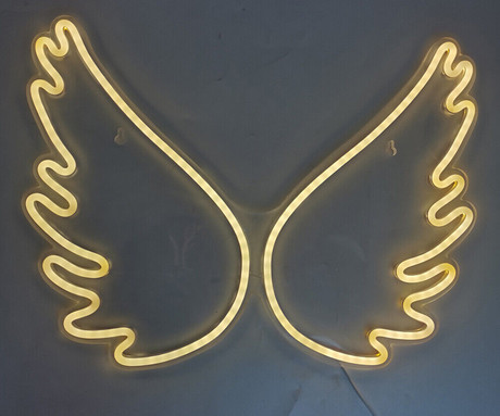 FOREVER Wings NEON LED luč, dekorativna, prilagodljiva svetlost, napajanje na USB, stikalo za vklop / izklop, bela, rumena
