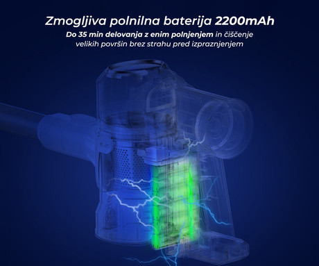 MAMIBOT Cordlesser V8 brezžični pokončni sesalnik, 2v1, 27000Pa, brezkrtačni motor, polnilna baterija, ultra lahka teža, tiho delovanje, siv (Graphite Gray)