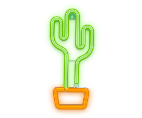 FOREVER Cactus NEON LED luč, dekorativna, napajanje na USB ali 3x AA baterije, stikalo za vklop / izklop, zelena, oranžna