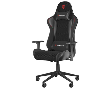 GENESIS NITRO 440 G2 Mesh gaming / pisarniški stol, ergonomski, nastavljiva višina / naklon, zibanje, 2x blazina, kolesa CareGLide™, tkanina SensiMesh™, črn