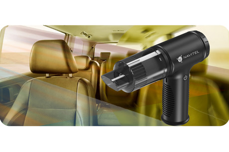 NAVITEL CL80 prenosni brezžični sesalnik, ročni, baterijski, 12KPa, 2 nastavka, 2 stopnji sesalne moči, pralni filtri, hitro polnjenje FC 3.0, 80W, USB Type-C, črn