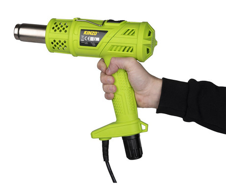 KINZO Garden 3v1 električni gorilnik za uničevanje plevela, 2000W, 550L/min, do 360°C, 100cm kabel, priloženi nastavki, 106x16x9cm, zelen