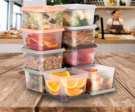 EOL - ALPINA komplet posod za shranjevanje živil in hrane, 10x posoda, 750ml, plastika