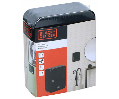 BLACK+DECKER kabinet / sef za ključe s ključavnico, do 20 ključev, trpežna izdelava, kovina, 20x16x7.5cm