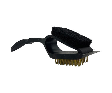 ALPINA BBQ 3v1 krtača za žar, krtača, strgalo, čistilna gobica, 38cm, črna