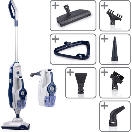 DIRT DEVIL DD7003 parni čistilec, 2v1,  pokončni/ročni, 1600W, 2.5bar, 280ml rezervoar za vodo, 150l rezervoar za detergent, 5 nastavkov, IPX4, za vse vrste površin, belo-moder
