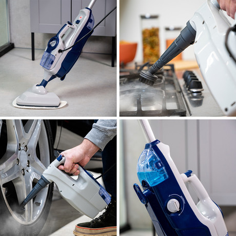 DIRT DEVIL DD7003 parni čistilec, 2v1,  pokončni/ročni, 1600W, 2.5bar, 280ml rezervoar za vodo, 150l rezervoar za detergent, 5 nastavkov, IPX4, za vse vrste površin, belo-moder