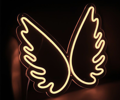 FOREVER Wings NEON LED luč, dekorativna, prilagodljiva svetlost, napajanje na USB, stikalo za vklop / izklop, bela, rumena