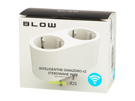 BLOW dvojna pametna WiFi električna vtičnica, 3600W, 16A, aplikacija, Android + iOS, bela