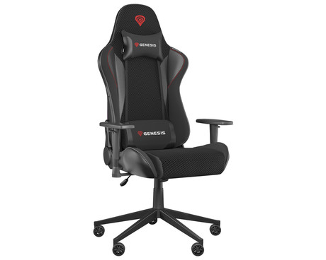 GENESIS NITRO 440 G2 Mesh gaming / pisarniški stol, ergonomski, nastavljiva višina / naklon, zibanje, 2x blazina, kolesa CareGLide™, tkanina SensiMesh™, črn