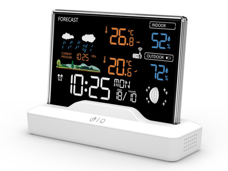 MANTA MTO100W WINDY vremenska postaja, namizna, čas, vreme, temperatura, vlažnost, tlak, lunine mene, priložen 1x brezžični senzor, bela