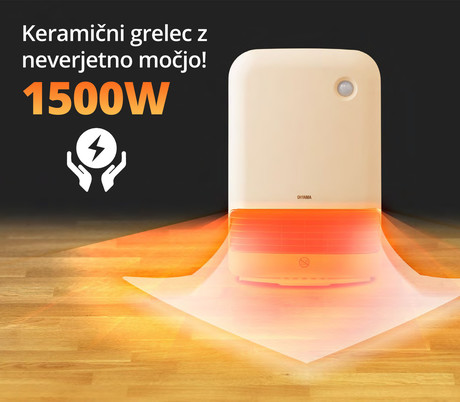 IRIS OHYAMA keramični grelnik JCH-15TD4, 1500W, časovnik, senzor gibanja, imitacija lesa