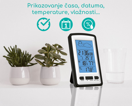 EOL - OMEGA OWS01 brezžična vremenska postaja, velik zaslon, modra LED osvetlitev