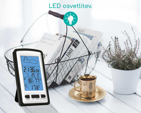 EOL - OMEGA OWS01 brezžična vremenska postaja, velik zaslon, modra LED osvetlitev