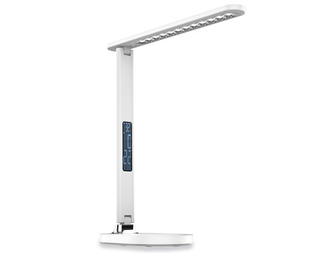 PLATINET PDL081D namizna LED svetilka, 700 lumnov, 9W/13W, na dotik, ura/alarm/temperatura, bela