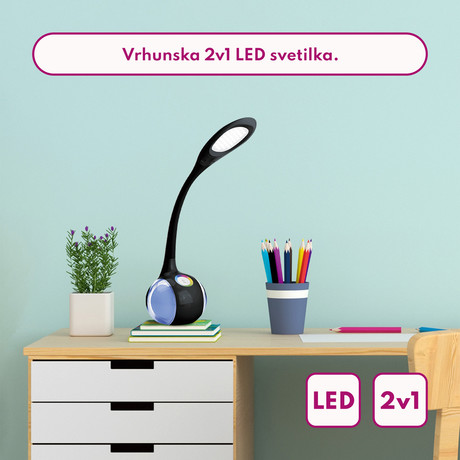 PLATINET PDL20 namizna LED + nočna svetilka, upravljanje na dotik, 3 stopnje osvetlitve, črna