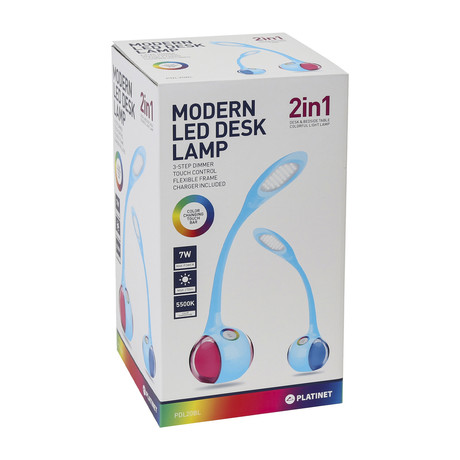 PLATINET PDL20 namizna LED + nočna svetilka, upravljanje na dotik, 3 stopnje osvetlitve, modra