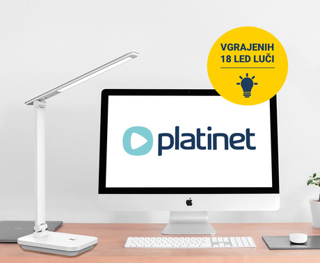 PLATINET PDL6731 namizna LED svetilka, vgrajena polnilna baterija, delovanje na dotik, bela