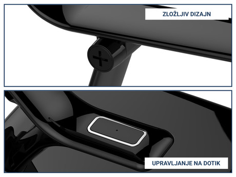 PLATINET PDL70 namizna LED + nočna svetilka, upravljanje na dotik, USB polnilec, črna