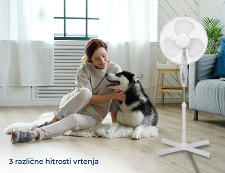 EOL - PLATINET PRSF16W samostoječi ventilator z daljinskim upravljanjem, velika moč 40W, 3 stopnje hitrosti, nastavljiv po višini, kvalitetni materiali