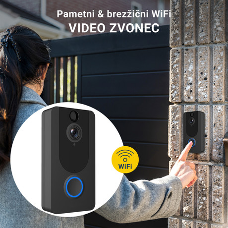 PLATINET PVD7B pametni brezžični video zvonec, WiFi, Full HD 1080p, 5200mAh baterija, nočno snemanje, senzor gibanja, vodoodporen, Android+ iOS