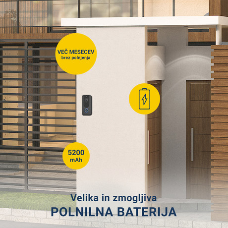 PLATINET PVD7B pametni brezžični video zvonec, WiFi, Full HD 1080p, 5200mAh baterija, nočno snemanje, senzor gibanja, vodoodporen, Android+ iOS