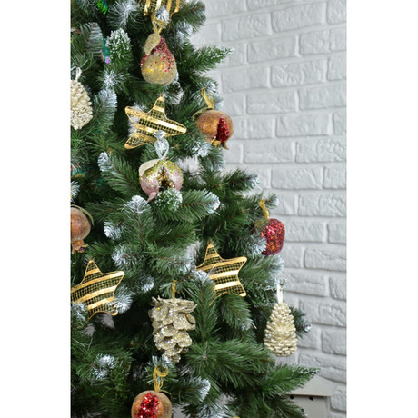 Božično novoletna smrekica / jelka, moderen izgled, višina 180cm, lesen podstavek, Made in EU