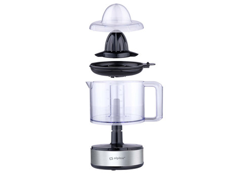 ALPINA ožemalnik citrusov / juicer, 30W, 800ml, 2 nastavka, 2 smeri delovanja, nerjaveče jeklo, 80cm kabel, črno srebrn