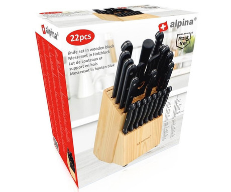 ALPINA komplet 22 kvalitetnih nožev s stojalom