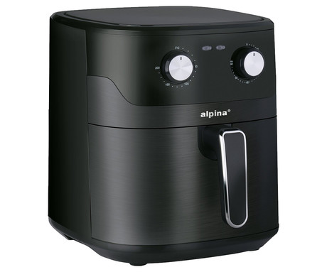ALPINA XXL cvrtnik / friteza na vroč zrak, 6L, 1600W, analog, časovnik / timer, samodejni izklop, brez olja, 80% manj maščob, črna