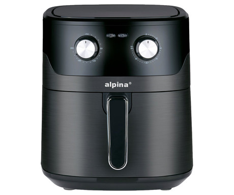 ALPINA XXL cvrtnik / friteza na vroč zrak, 6L, 1600W, analog, časovnik / timer, samodejni izklop, brez olja, 80% manj maščob, črna