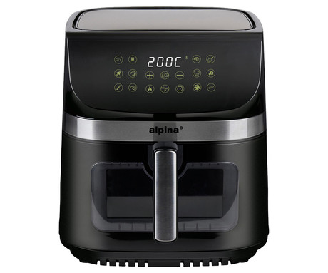 ALPINA XXL cvrtnik / friteza na vroč zrak, 9L, 1800W, digital, časovnik / timer, samodejni izklop, brez olja, 80% manj maščob, črna