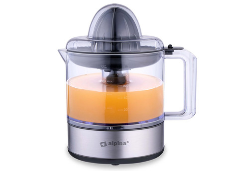 ALPINA ožemalnik citrusov / juicer, 30W, 800ml, 2 nastavka, 2 smeri delovanja, nerjaveče jeklo, 80cm kabel, črno srebrn