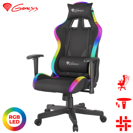 GENESIS gaming stol TRIT 600 RGB, ergonomski, RGB LED osvetlitev, popolnoma nastavljiv