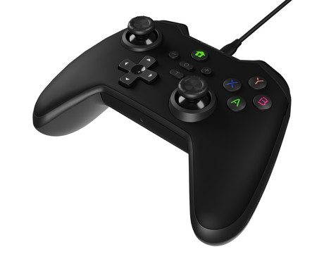 GENESIS MANGAN 300 žični igralni plošček / gamepad, 19 gumbov, vibriranje, LED osvetlitev, Windows / Android / Nintendo / Asus / Steam, USB Type-C, + prednja plošča, + torbica, črn (Onyx Black)