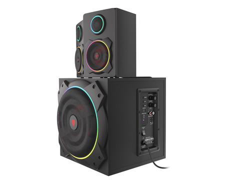 GENESIS HELIUM 800 BT računalniški zvočniki, STEREO 2.1, 60W RMS, RGB LED osvetlitev, Bluetooth 5.0, kontrolna plošča, daljinski upravljalnik, črni