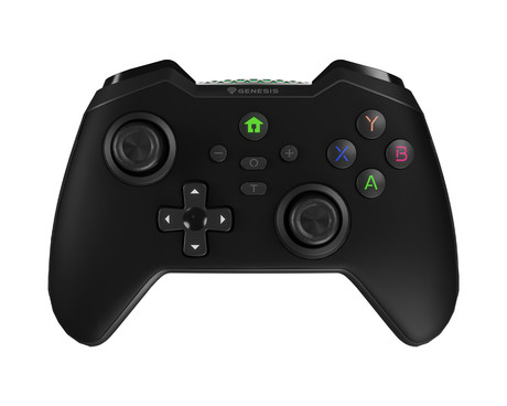 GENESIS MANGAN 400 brezžični igralni plošček / gamepad, 19 gumbov, vibriranje, Bluetooth, LED, Windows / Android / iOS / Nintendo, baterija, + prednja plošča, + torbica, črn (Onyx Black)