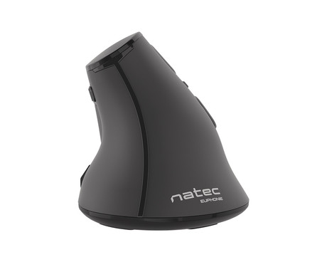 Natec EUPHONIE vertikalna brezžična miška, 2400DPI, ergonomska, Bluetooth / USB 2.4GHz, 9 gumbov, polnilna baterija, OLED zaslon, črna