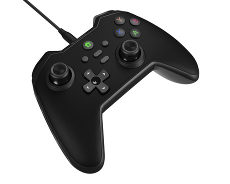 GENESIS MANGAN 300 žični igralni plošček / gamepad, 19 gumbov, vibriranje, LED osvetlitev, Windows / Android / Nintendo / Asus / Steam, USB Type-C, + prednja plošča, + torbica, črn (Onyx Black)