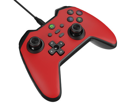 GENESIS MANGAN 300 žični igralni plošček / gamepad, 19 gumbov, vibriranje, LED osvetlitev, Windows / Android / Nintendo / Asus / Steam, USB Type-C, + prednja plošča, + torbica, rdeč (Genesis Red)