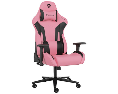 GENESIS NITRO 720 gaming stol, ergonomski, nastavljiva višina / naklon, 3D nasloni za roke, kolesa CareGlide™, roza črn