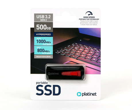 PLATINET PMFSSD500 prenosni SSD disk, 500GB, USB 3.2 Gen2, 1000MB/s, HYPERSPEED, najhitrejši in najmanjši na svetu