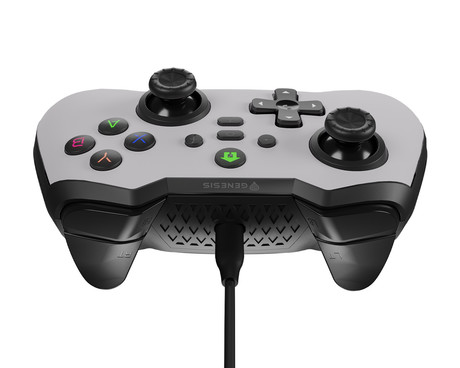 GENESIS MANGAN 300 žični igralni plošček / gamepad, 19 gumbov, vibriranje, LED osvetlitev, Windows / Android / Nintendo / Asus / Steam, USB Type-C, + prednja plošča, + torbica, bel (Howlite White)