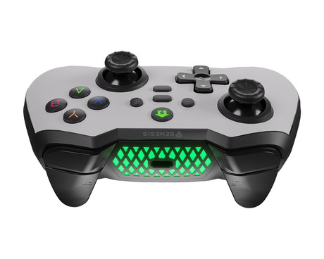 GENESIS MANGAN 400 brezžični igralni plošček / gamepad, 19 gumbov, vibriranje, Bluetooth, LED, Windows / Android / iOS / Nintendo, baterija, + prednja plošča, + torbica, bel (Howlite White)