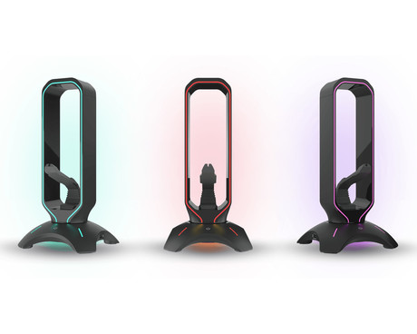 GENESIS VANAD 500 mouse bungee držalo za kabel miške in slušalke, fleksibilna roka, protizdrsne noge, RGB LED osvetlitev, 2x USB vhod, črn