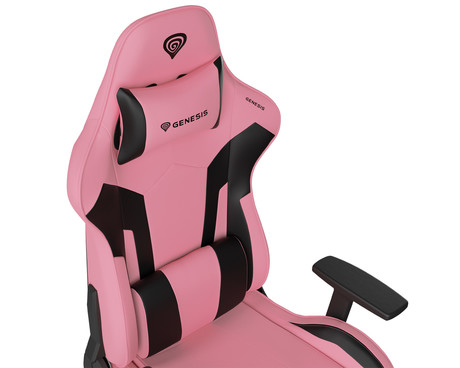 GENESIS NITRO 720 gaming stol, ergonomski, nastavljiva višina / naklon, 3D nasloni za roke, kolesa CareGlide™, roza črn