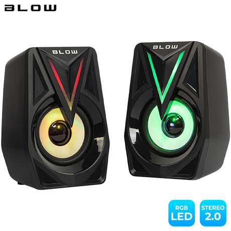 BLOW računalniški in gaming zvočniki BALANCE, 2.0 Stereo, USB, RGB LED osvetlitev, 2x4W, črni