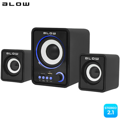 BLOW računalniški zvočniki MS-26, 2.1 Stereo, USB, microSD, LED osvetlitev, črni